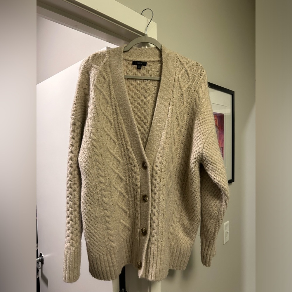 Women’s Jcrew cable knit cardigan, size XL